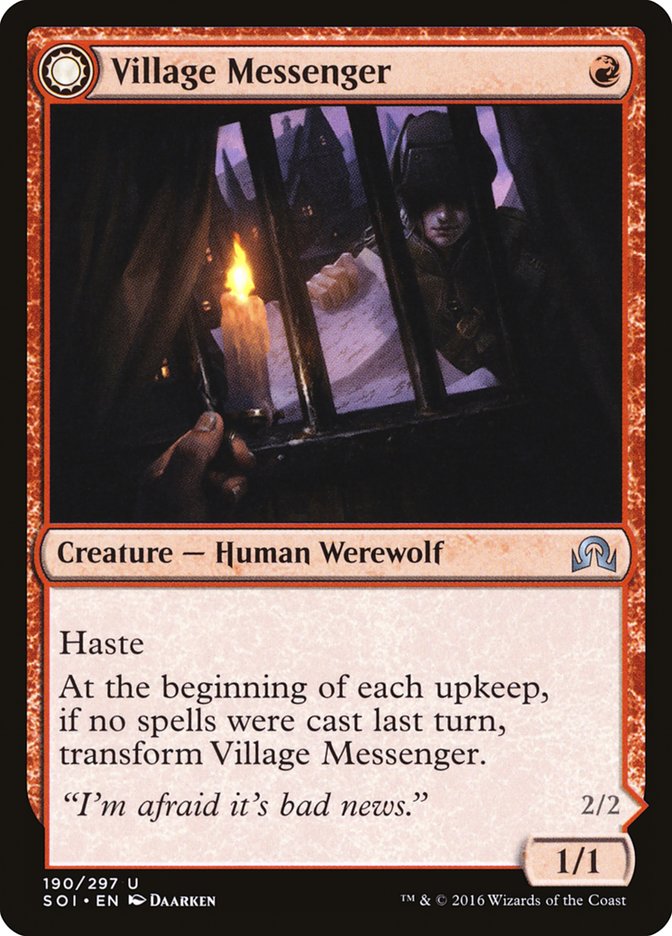 Village Messenger // Moonrise Intruder (SOI-190) - Shadows over Innistrad: (Double Faced Transform)