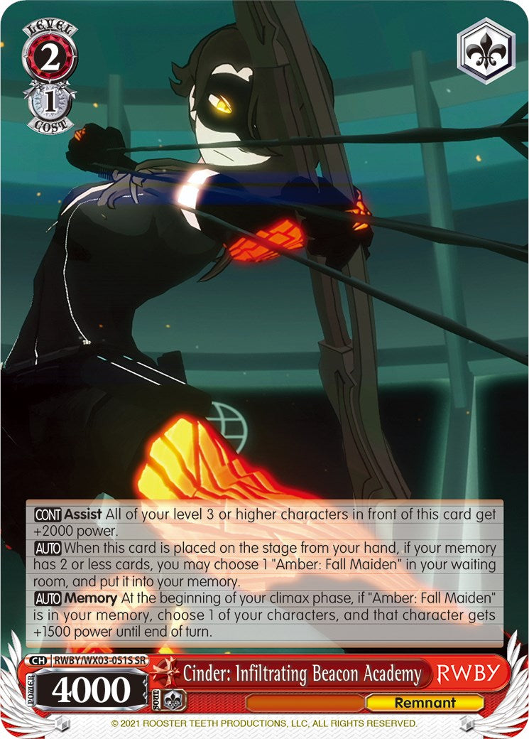 Cinder: Infiltrating Beacon Academy (SR) (RWBY/WX03-051S SR) - RWBY