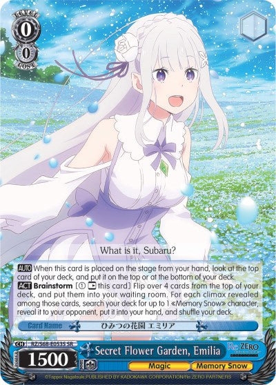 Secret Flower Garden, Emilia (SR) (RZ/S68-E053S SR) - Re:ZERO Memory Snow