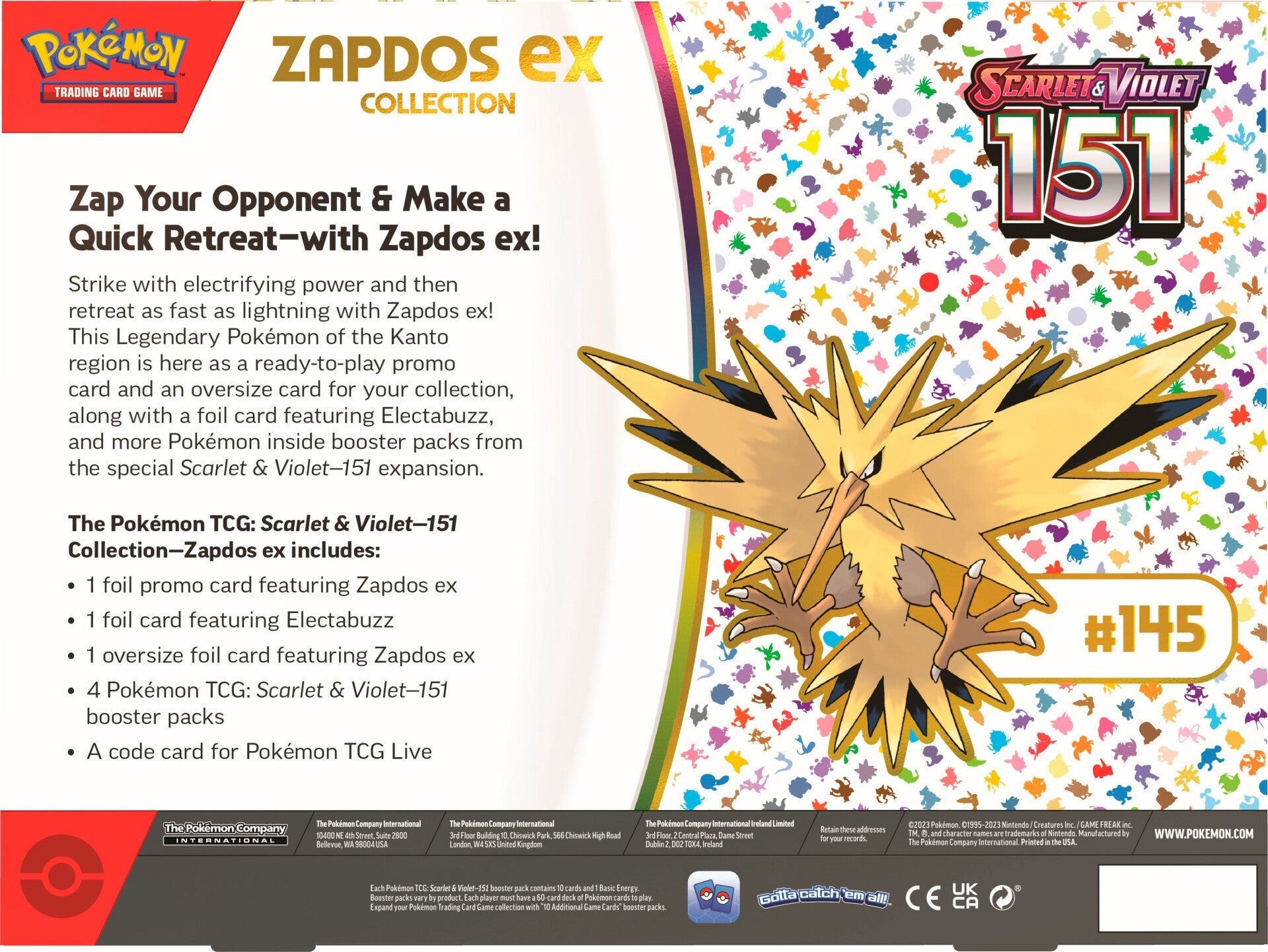 Pokemon: Scarlet & Violet 151 - Zapdos ex Box