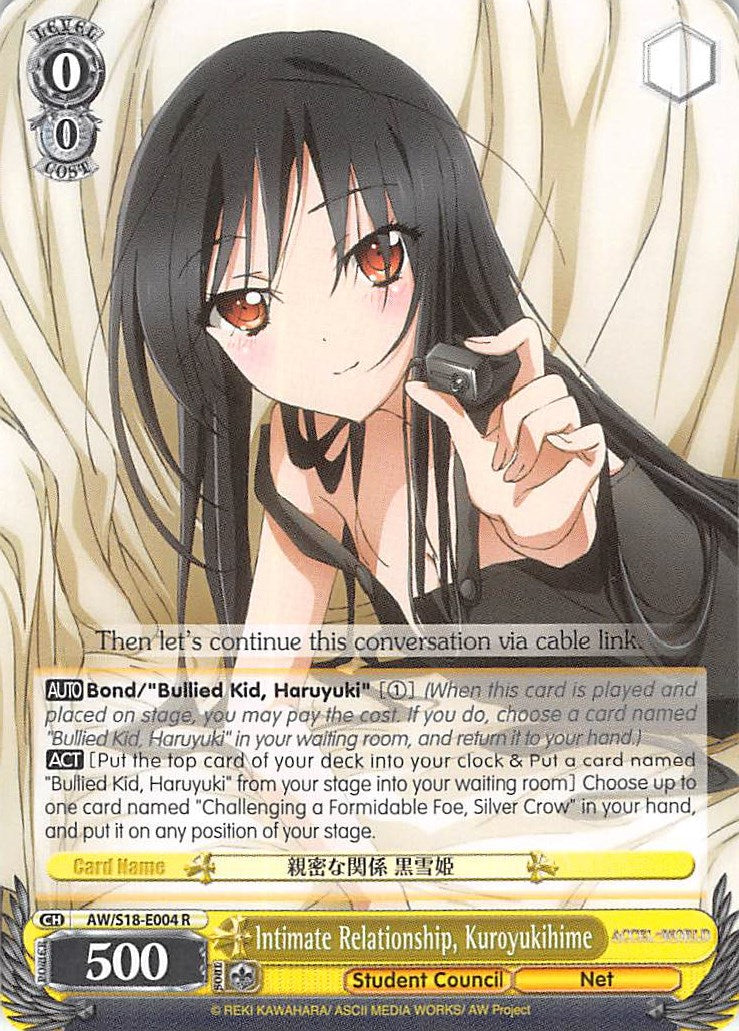 Intimate Relationship, Kuroyukihime (AW/S18-E004 R) - Accel World