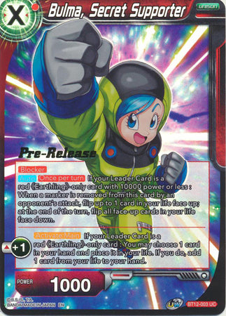 Bulma, Secret Supporter (BT12-003) [Vicious Rejuvenation Prerelease Promos]