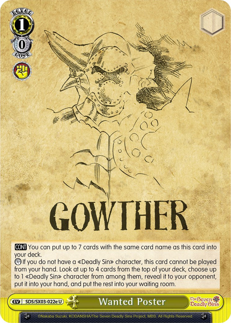 Wanted Poster (E) (SDS/SX03-022e U) - The Seven Deadly Sins