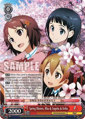 Spring Blooms, Rika & Suguha & Keiko (SR) (SAO/S100-E065S SR) - Sword Art Online Animation 10th Anniversary