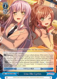 Lisa-like Lyrics (BD/W63-E098 U) - BanG Dream! Girls Band Party! Vol.2