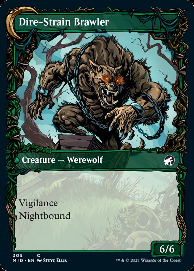 Tireless Hauler // Dire-Strain Brawler (MID-305) - Innistrad: Midnight Hunt: (Showcase, Double Faced Transform)