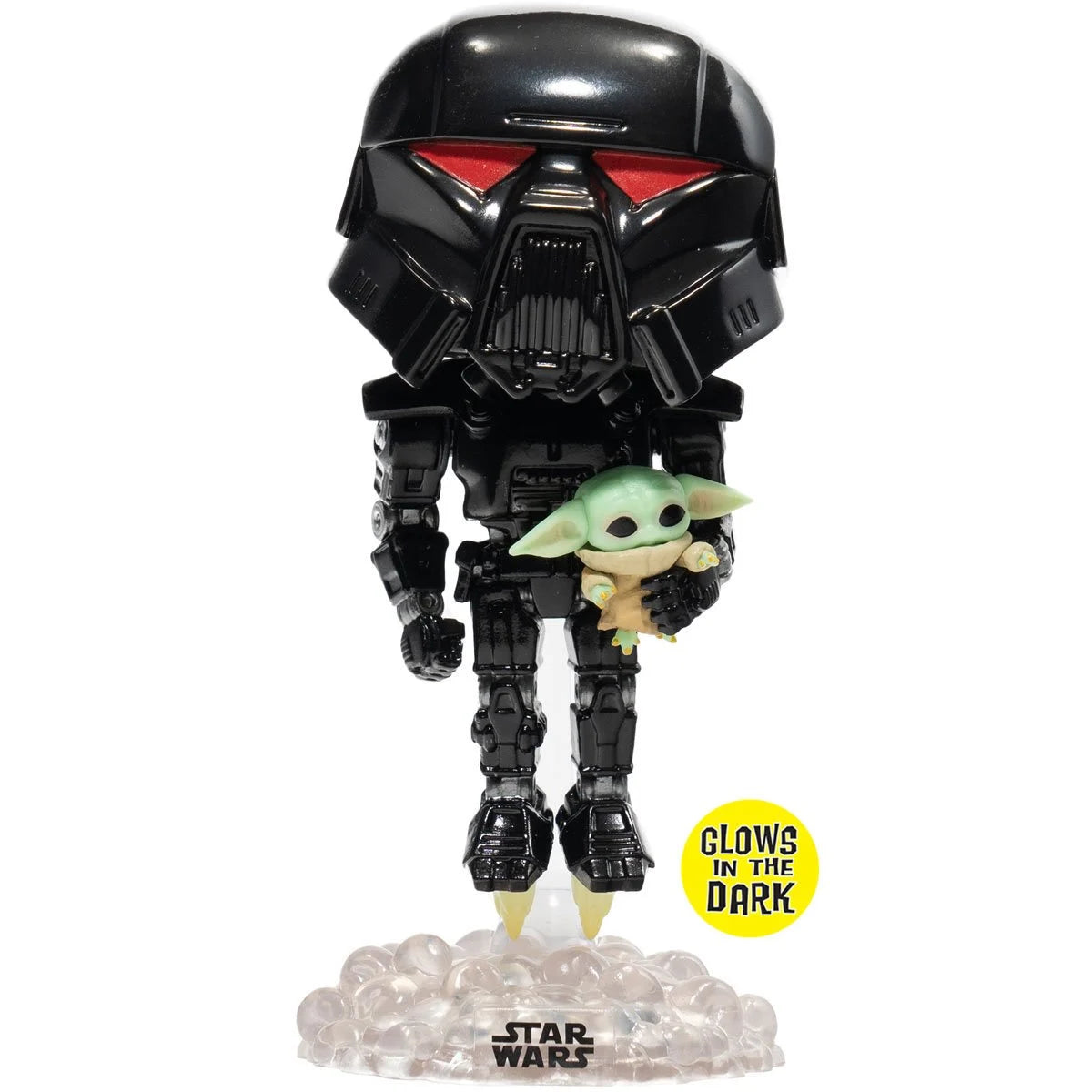Funko Pop! Star Wars: The Mandalorian Dark Trooper with Grogu Glow-in-the-Dark - Entertainment Earth Exclusive