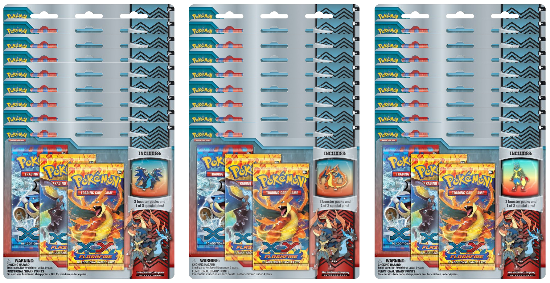 XY: Flashfire - Collector's Pin 3-Pack Blister Case