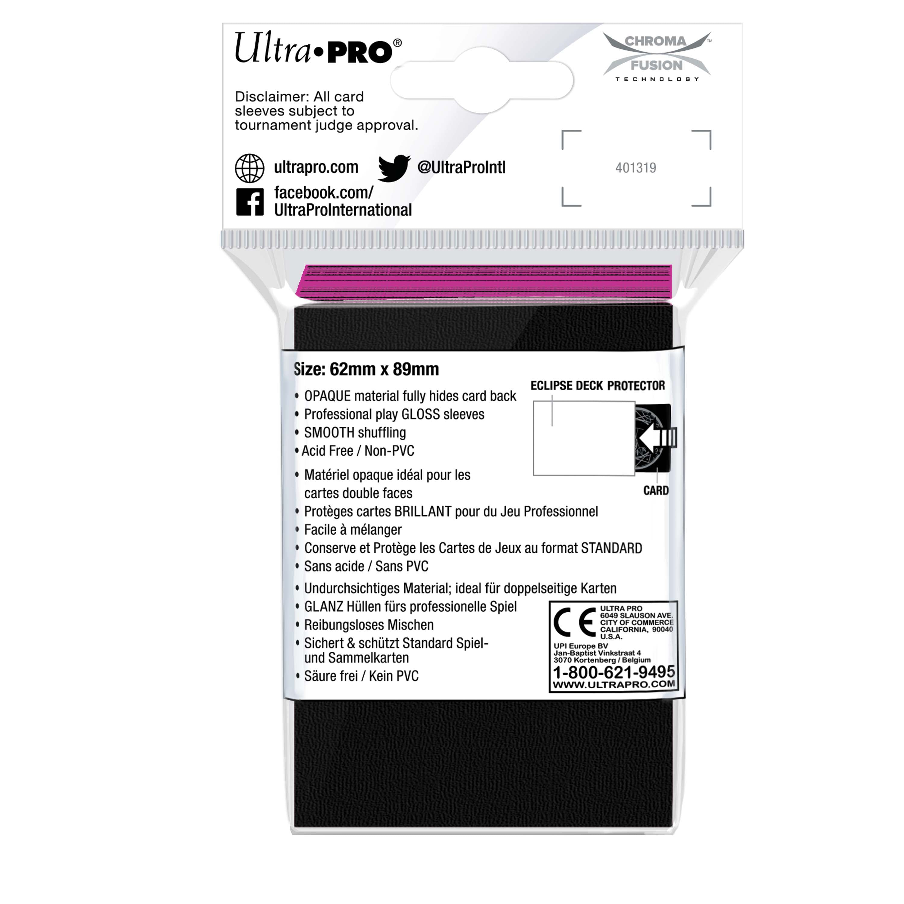 Ultra PRO: Small 60ct Sleeves - Eclipse Gloss (Hot Pink)