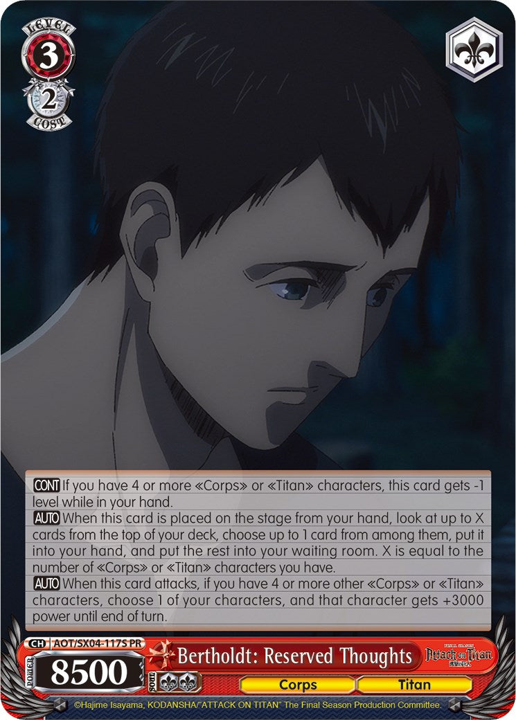Bertholdt: Reserved Thoughts (Foil) (AOT/SX04-117S PR) - Attack On Titan: Final Season
