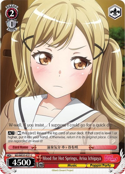 Mood for Hot Springs, Arisa Ichigaya (Parallel Foil) (BD/WE35-E21 C) - Poppin’Party x Roselia