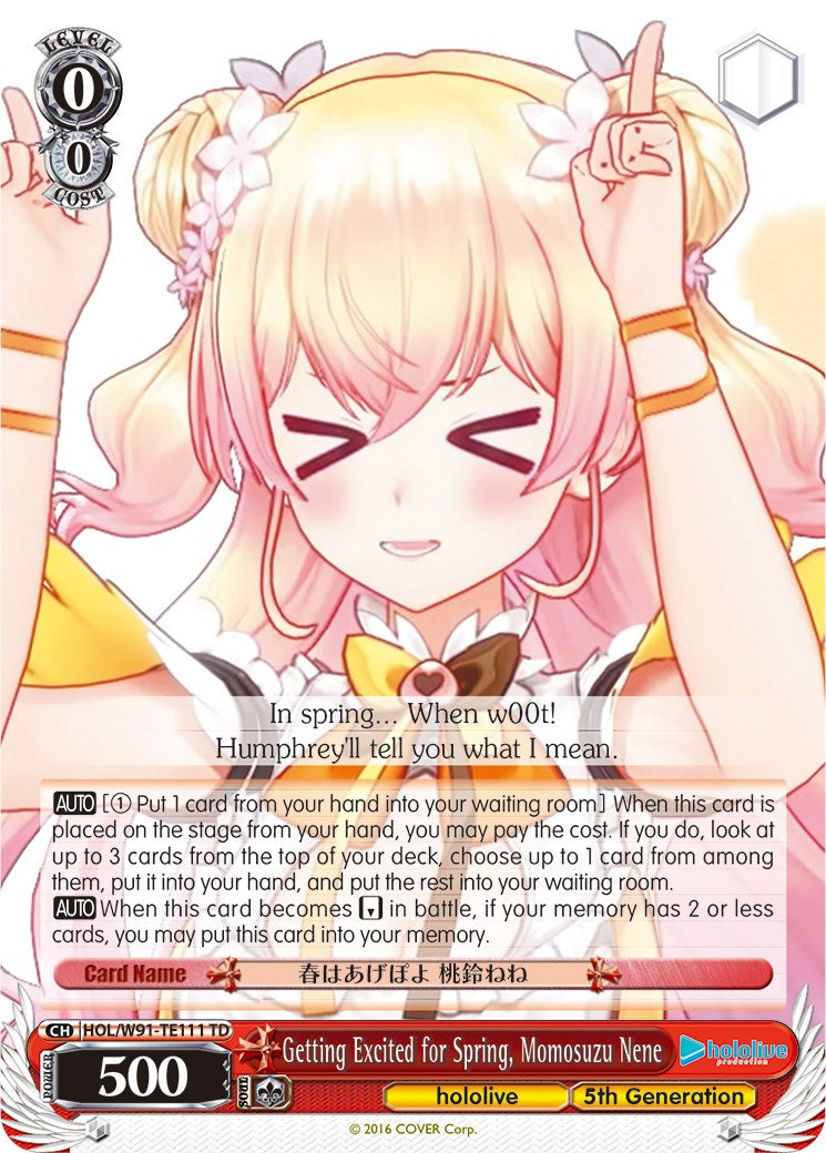 Getting Excited for Spring, Momosuzu Nene (HOL/W91-TE111 TD) - hololive production