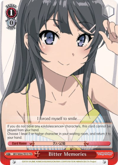 Bitter Memories (SBY/W64-TE19 TD) - Rascal Does Not Dream of Bunny Girl Senpai