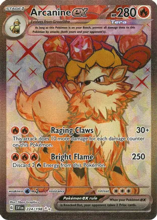 Pokemon: Arcanine ex Full Art Scarlet and Violet 224/198 - Near Mint