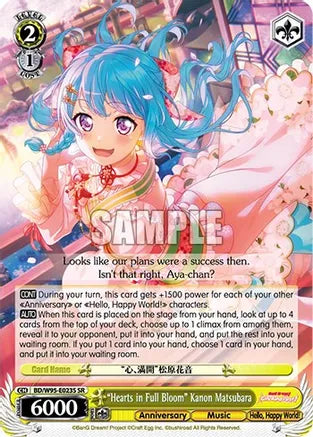 Weiss Schwarz: "Hearts in Full Bloom" Kanon Matsubara SR BanG Dream! Girls Band Party! 5th Anniversary - Near Mint