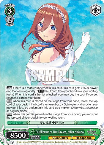 Fulfillment of Her Dream, Miku Nakano (SR) (5HY/W101-E036S SR) - The Quintessential Quintuplets Movie