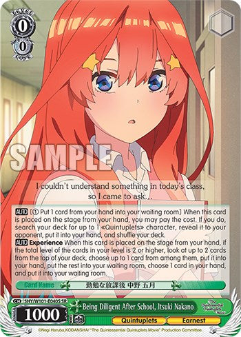 Being Diligent After School, Itsuki Nakano (SR) (5HY/W101-E040S SR) - The Quintessential Quintuplets Movie