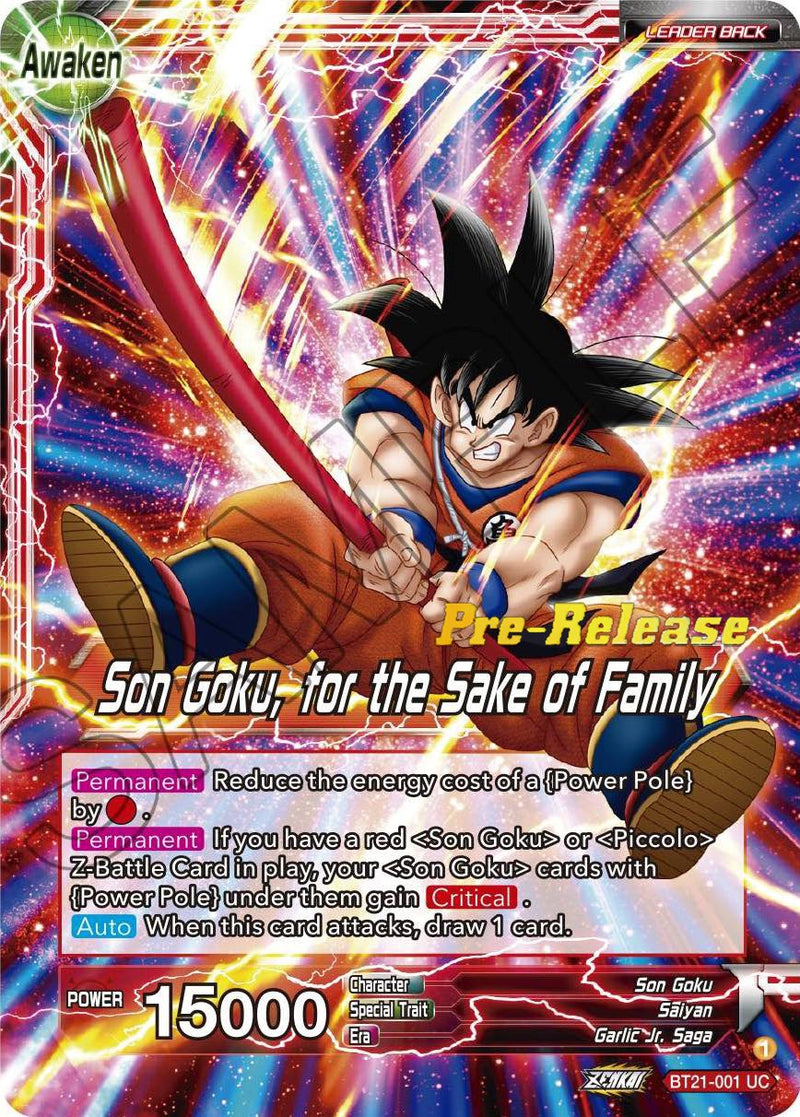 Son Goku // Son Goku, for the Sake of Family (BT21-001) [Wild Resurgence Pre-Release Cards]
