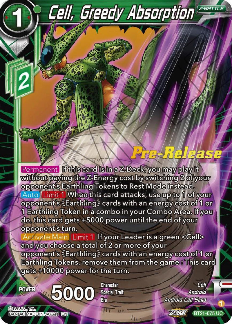 Cell, Greedy Absorption (BT21-075) [Wild Resurgence Pre-Release Cards]