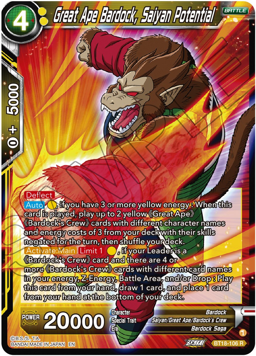 Great Ape Bardock, Saiyan Potential (BT18-106) [Dawn of the Z-Legends]