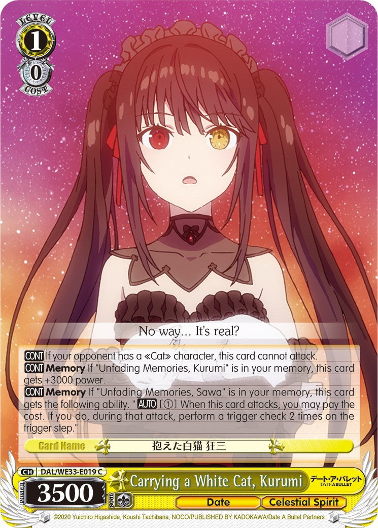 Carrying a White Cat, Kurumi (Parallel Foil) (DAL/WE33-E019 C) - Date A Bullet