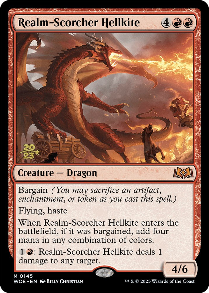 Realm-Scorcher Hellkite [Wilds of Eldraine Prerelease Promos]