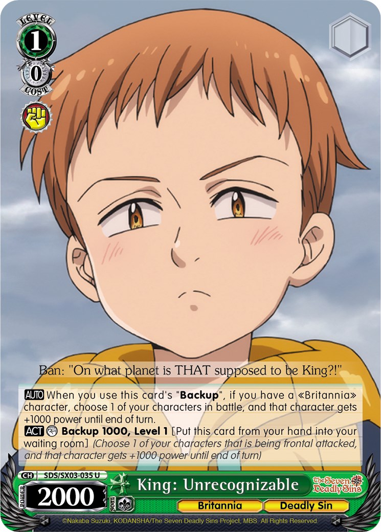 King: Unrecognizable (SDS/SX03-035 U) - The Seven Deadly Sins