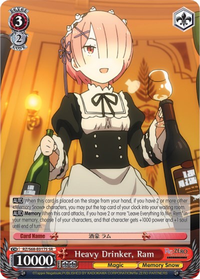 Heavy Drinker, Ram (SR) (RZ/S68-E017S SR) - Re:ZERO Memory Snow