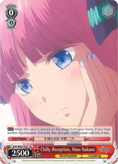 Chilly Reception, Nino Nakano (5HY/W83-TE21 TD) - The Quintessential Quintuplets
