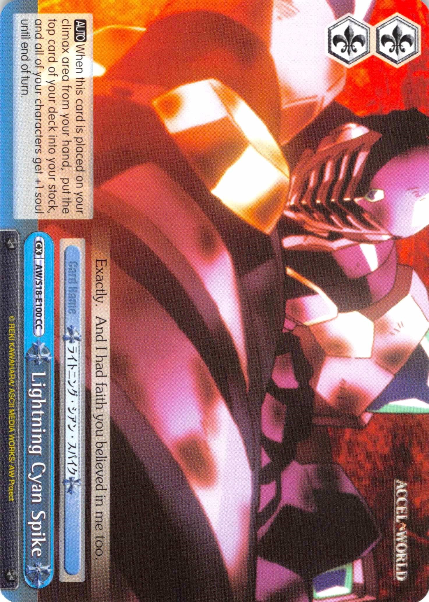 Lightning Cyan Spike (AW/S18-E100 CC) - Accel World