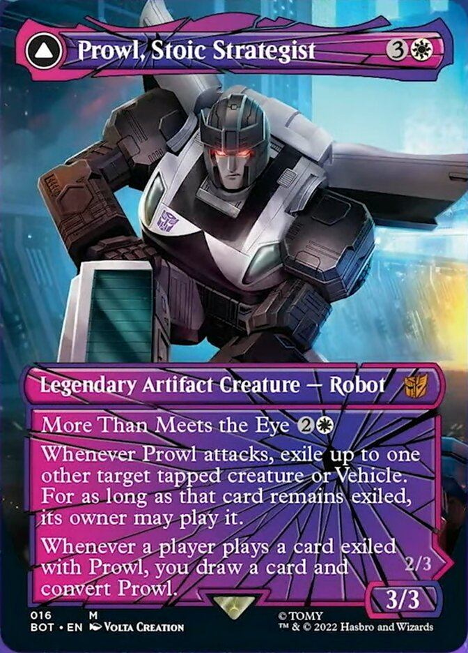 Prowl, Stoic Strategist // Prowl, Pursuit Vehicle (BOT-016) - Transformers: (convertdfc, shatteredglass) (Borderless)