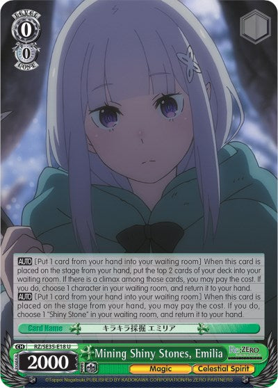 Mining Shiny Stones, Emilia (Parallel Foil) (RZ/SE35-E18 U) - Re:ZERO: The Frozen Bond