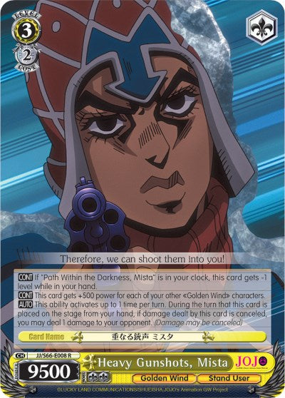 Heavy Gunshots, Mista (JJ/S66-E008 R) - JoJo's Bizarre Adventure: Golden Wind