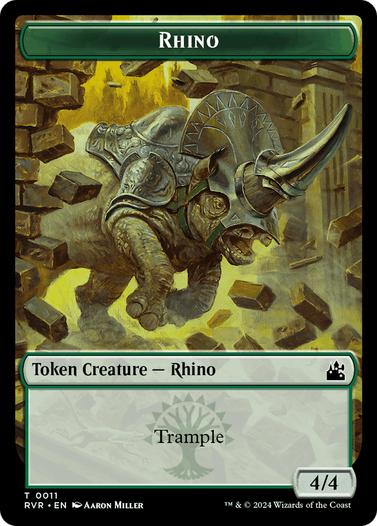 Bird // Rhino Double-Sided Token [Ravnica Remastered Tokens] - Josh's Cards