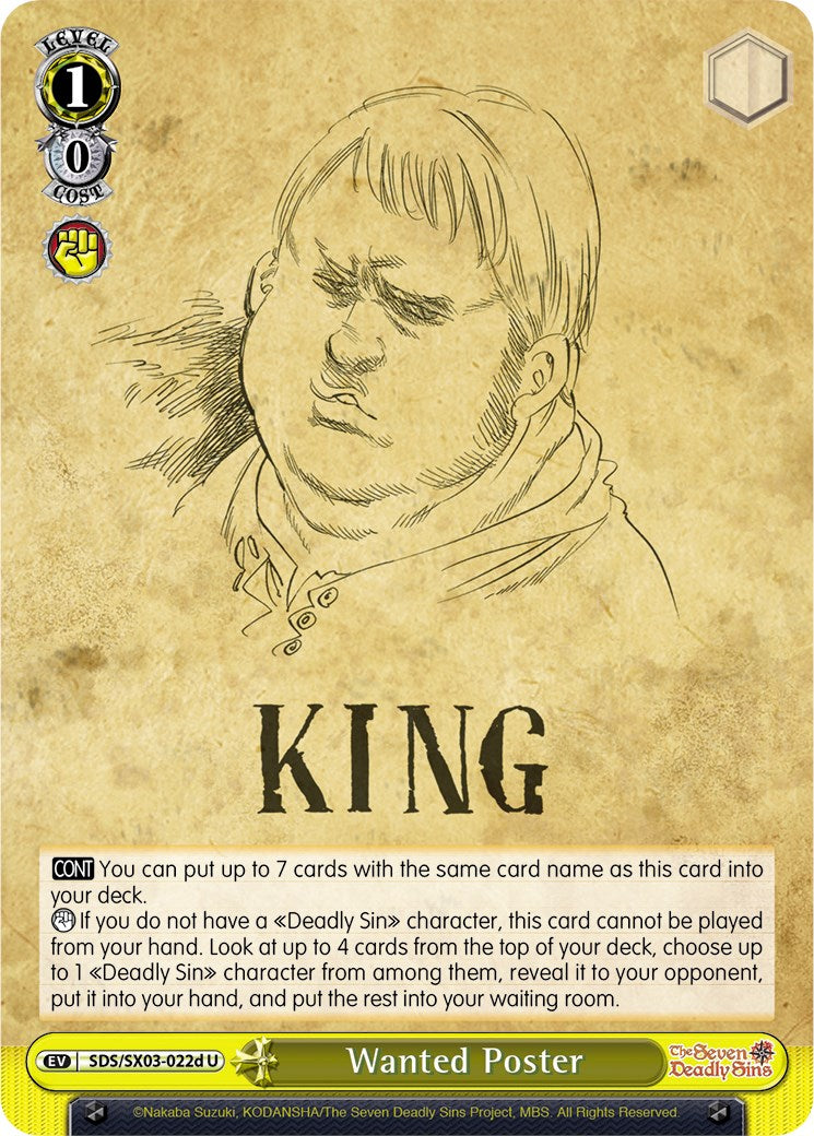 Wanted Poster (D) (SDS/SX03-022d U) - The Seven Deadly Sins