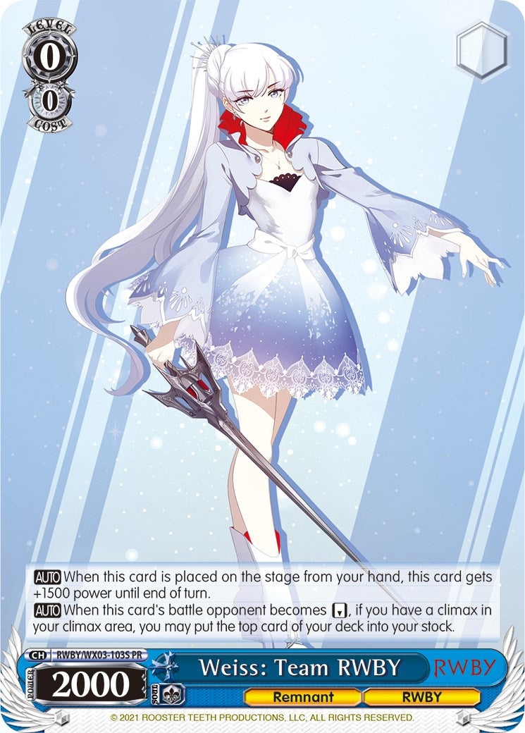 Weiss: Team RWBY (Alternate Art) (RWBY/WX03-103S PR) - RWBY