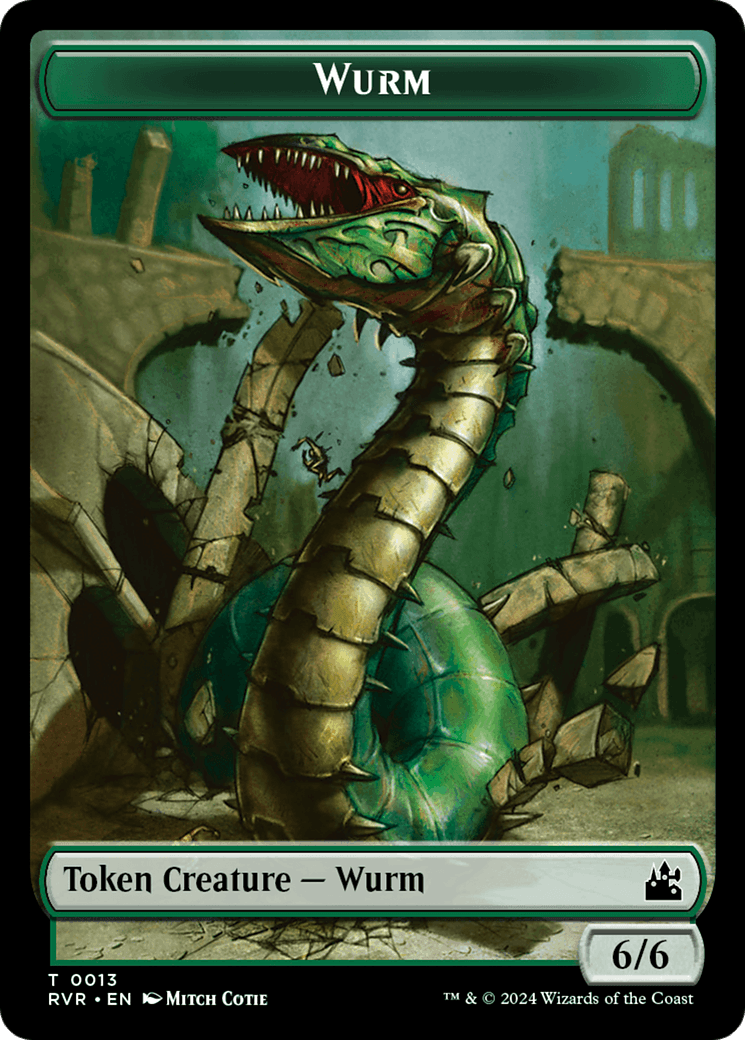 Elf Knight // Wurm Double-Sided Token [Ravnica Remastered Tokens] - Josh's Cards