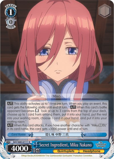 Secret Ingredient, Miku Nakano (5HY/W83-E111 R) [The Quintessential Quintuplets]