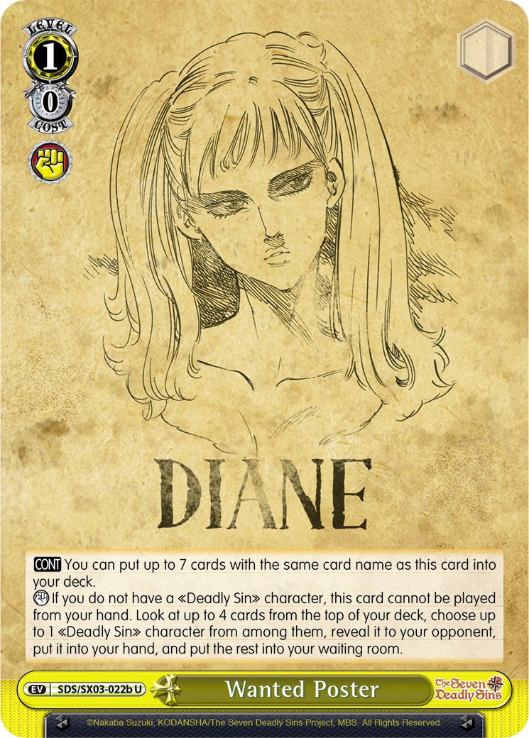 Wanted Poster (B) (SDS/SX03-022b U) - The Seven Deadly Sins