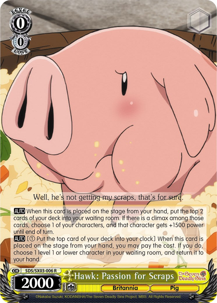 Hawk: Passion for Scraps (SDS/SX03-006 R) - The Seven Deadly Sins