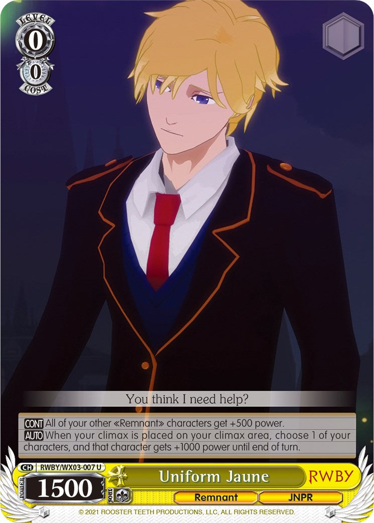 Uniform Jaune (RWBY/WX03-007 U) - RWBY