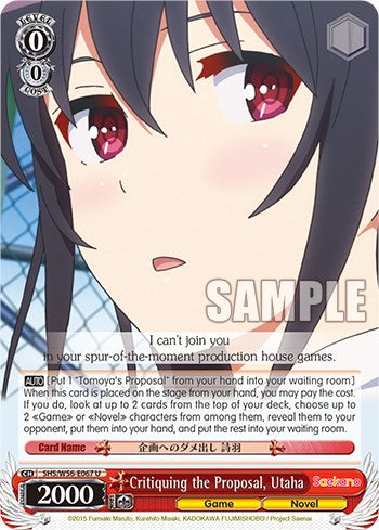 Critiquing the Proposal, Utaha (SHS/W56-E067 U) - Saekano: How to Raise a Boring Girlfriend