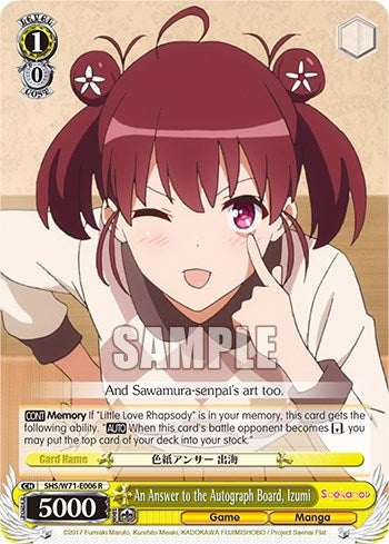 An Answer to the Autograph Board, Izumi (SHS/W71-E006 R) - Saekano How to Raise a Boring Girlfriend. flat