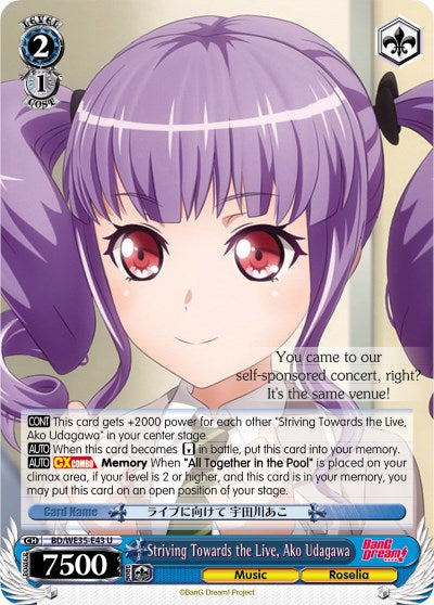 Striving Towards the Live, Ako Udagawa (Parallel Foil) (BD/WE35-E43 U) - Poppin’Party x Roselia