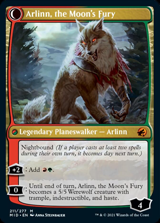 Arlinn, the Pack's Hope // Arlinn, the Moon's Fury (MID-211) - Innistrad: Midnight Hunt: (Double Faced Transform)