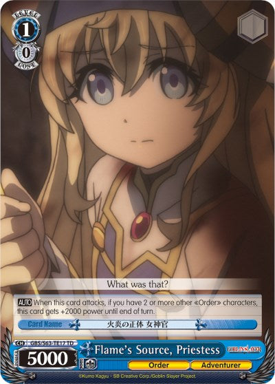 Flame's Source, Priestess (GBS/S63-TE17 TD) - Goblin Slayer