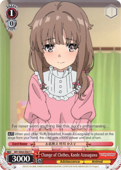 Change of Clothes, Kaede Azusagawa (SBY/W64-E067 C) - Rascal Does Not Dream of Bunny Girl Senpai