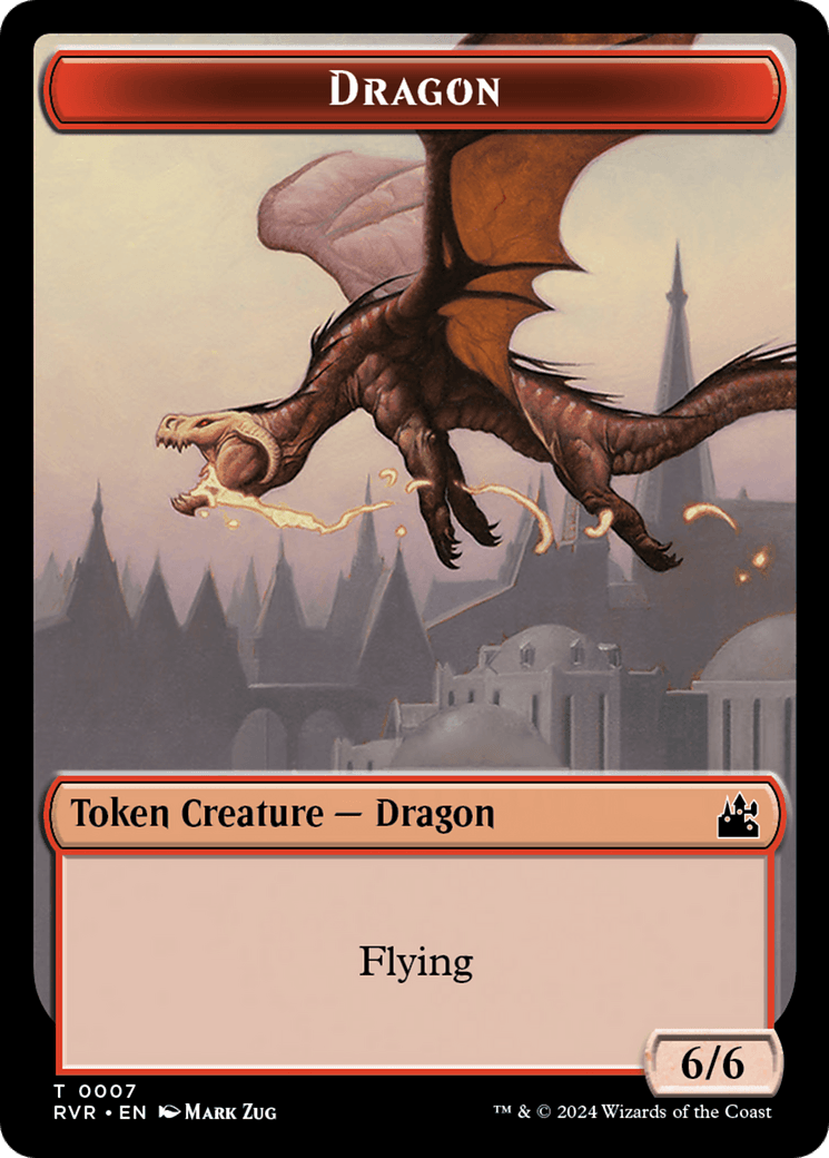 Spirit (0018) // Dragon Double-Sided Token [Ravnica Remastered Tokens] - Josh's Cards