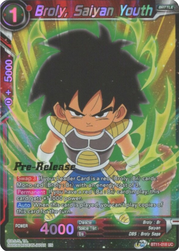 Broly, Saiyan Youth (BT11-018) [Vermilion Bloodline Prerelease Promos]