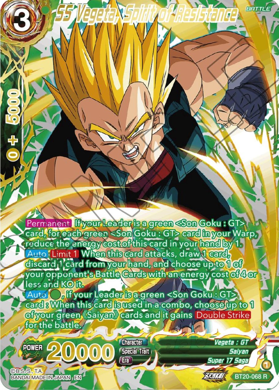 SS Vegeta, Spirit of Resistance (Gold-Stamped) (BT20-068) [Power Absorbed]